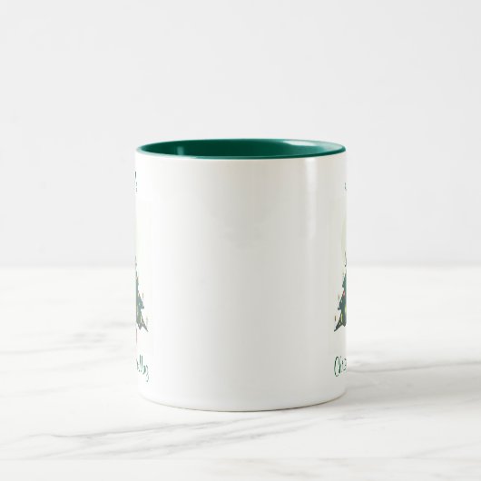 gepersonaliseerde kerstboom tweekleurige koffiemok (Center)