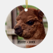 Gepersonaliseerde kerstboom voor alpaca-foto keramisch ornament (Voorkant)