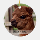 Gepersonaliseerde kerstboom voor alpaca-foto keramisch ornament (Achterkant)