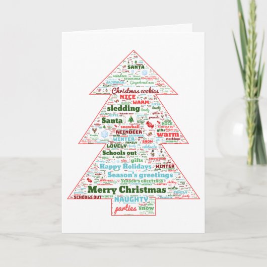 Gepersonaliseerde kerstboom Word Art Kaart (Voorkant)