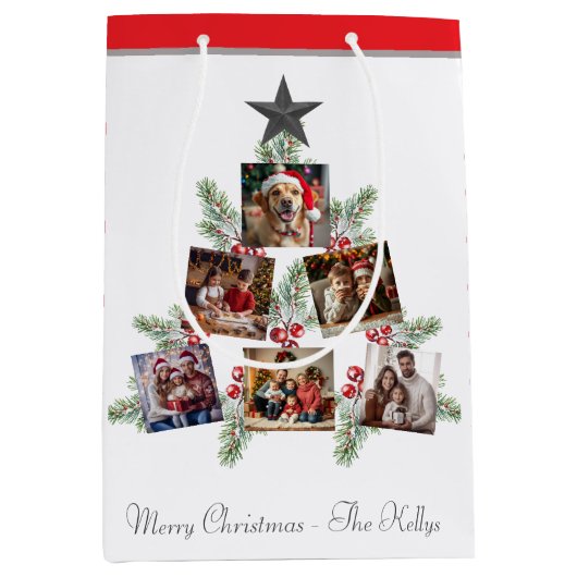 Gepersonaliseerde kerstboomfoto's medium cadeauzakje (Voorkant)