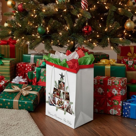 Gepersonaliseerde kerstboomfoto's medium cadeauzakje