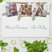 Gepersonaliseerde kerstboomfoto's theedoek (Gevouwen)