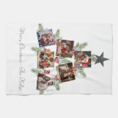 Gepersonaliseerde kerstboomfoto's theedoek (Horizontaal)