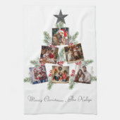 Gepersonaliseerde kerstboomfoto's theedoek (Verticaal)