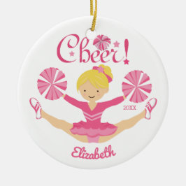 Gepersonaliseerde kerstboomornament Roze Blond Che Keramisch Ornament