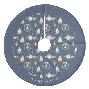 Gepersonaliseerde kerstboomrok met familienaam fleece kerstboom rok