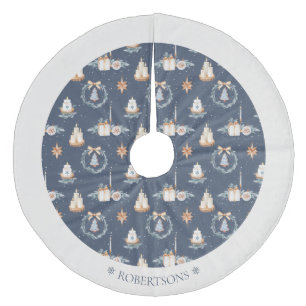 Gepersonaliseerde kerstboomrok met familienaam fleece kerstboom rok