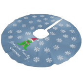 Gepersonaliseerde kerstboomrok met kikker imitatie linnen kerstboom rok (Gekanteld)