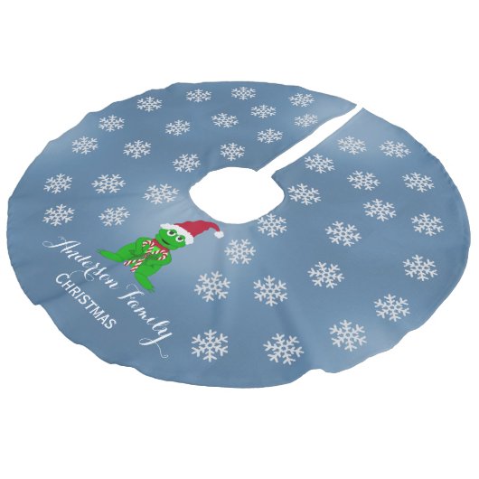 Gepersonaliseerde kerstboomrok met kikker imitatie linnen kerstboom rok (Gekanteld)