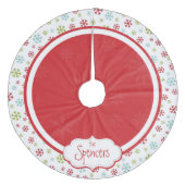 Gepersonaliseerde kerstboomrok Snowflake Fleece Kerstboom Rok (Voorkant)