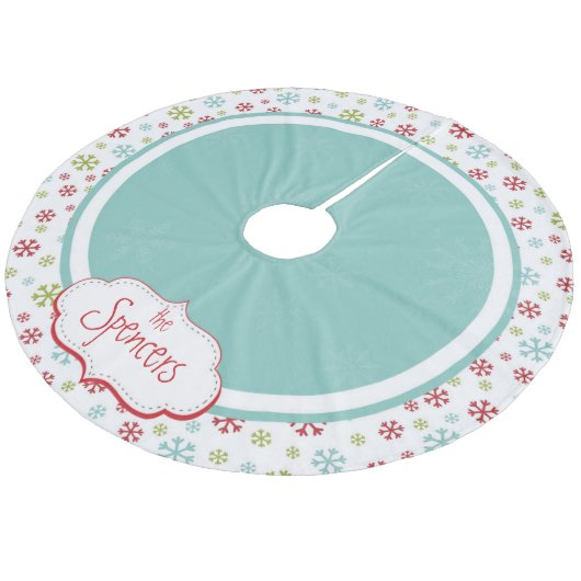 Gepersonaliseerde kerstboomrok Snowflake Fleece Kerstboom Rok (Gekanteld)