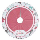 Gepersonaliseerde kerstboomrok Snowflake Fleece Kerstboom Rok (Voorkant)