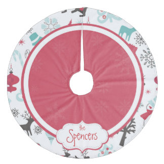 Gepersonaliseerde kerstboomrok Snowflake Fleece Kerstboom Rok