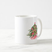 Gepersonaliseerde kerstboomstructuur met monogram koffiemok (Voorkant rechts)