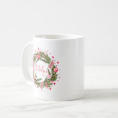Gepersonaliseerde kerstboomstructuur met monogram koffiemok (Voorkant links)
