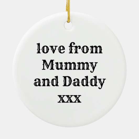 Gepersonaliseerde kerstboomverkleuring keramisch ornament (Achterkant)