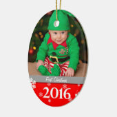 Gepersonaliseerde kerstboomversiering 2016 met fot keramisch ornament (Links)