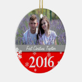 Gepersonaliseerde kerstboomversiering 2016 met fot keramisch ornament (Rechts)