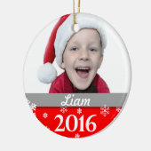 Gepersonaliseerde kerstboomversiering 2016 met fot keramisch ornament (Links)