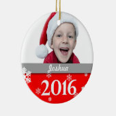 Gepersonaliseerde kerstboomversiering 2016 met fot keramisch ornament (Rechts)