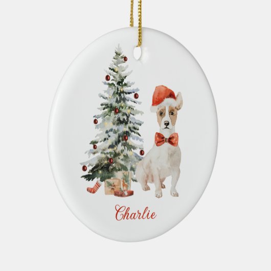 Gepersonaliseerde Kerstboomversiering Jack Russell Keramisch Ornament (Rechts)