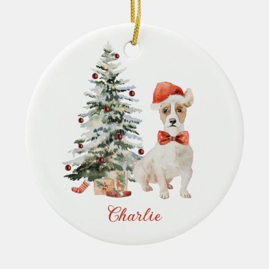Gepersonaliseerde Kerstboomversiering Jack Russell Keramisch Ornament (Voorkant)