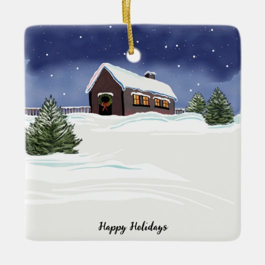 Gepersonaliseerde kerstboomversiering keramisch ornament (Voorkant)