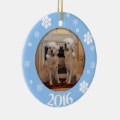 Gepersonaliseerde kerstboomversiering met foto's v keramisch ornament (Rechts)