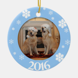 Gepersonaliseerde kerstboomversiering met foto's v keramisch ornament