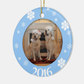 Gepersonaliseerde kerstboomversiering met foto's v keramisch ornament (Links)