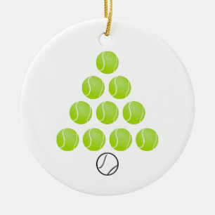 Gepersonaliseerde kerstboomversiering Tennis Ball Keramisch Ornament