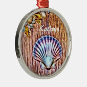 Gepersonaliseerde kerstboomversiering voor Seashel Metalen Ornament (Rechts)