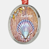 Gepersonaliseerde kerstboomversiering voor Seashel Metalen Ornament (Links)