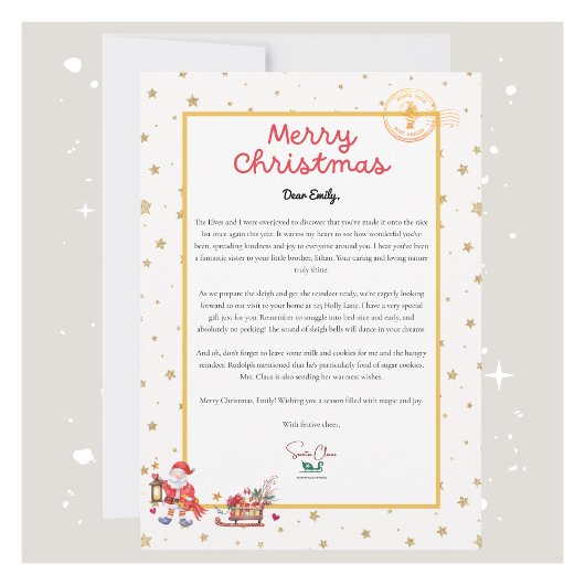 Gepersonaliseerde kerstbrief feestdagenkaart