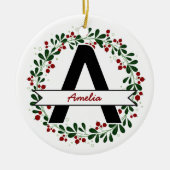 Gepersonaliseerde Kerstbrief Naam Aangepast Initia Keramisch Ornament (Voorkant)