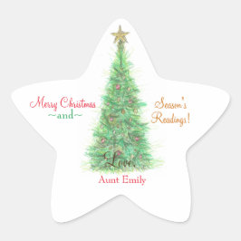 Gepersonaliseerde kerstcadeau boekenplaat ster sticker