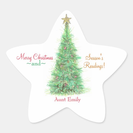 Gepersonaliseerde kerstcadeau boekenplaat ster sticker (Voorkant)