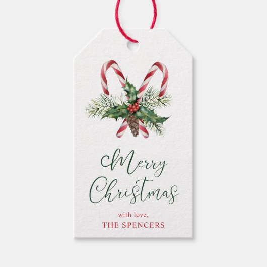 Gepersonaliseerde Kerstcadeautags met Suikerstokke Cadeaulabel (Voorkant)