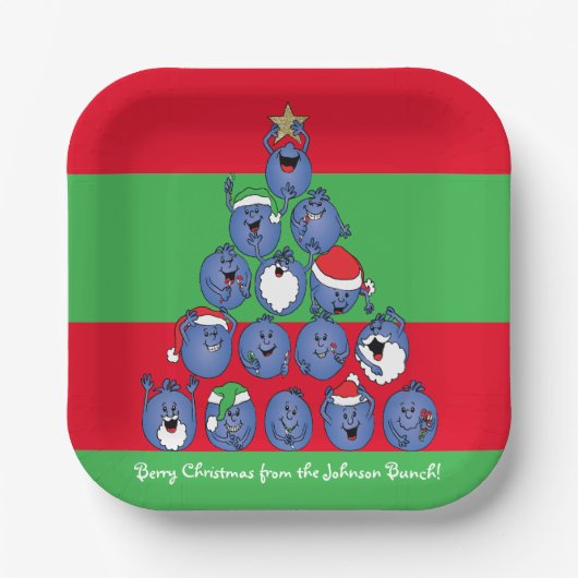 Gepersonaliseerde kerstcadeautjes "Berry Kerstmis" Papieren Bordje (Voorkant)