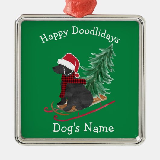 Gepersonaliseerde kerstcadeautjes op Labradoedle Metalen Ornament (Voorkant)