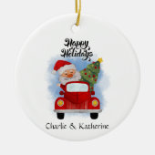 Gepersonaliseerde kerstclausule kerstversiering cu keramisch ornament (Voorkant)