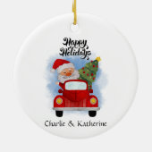Gepersonaliseerde kerstclausule kerstversiering cu keramisch ornament (Achterkant)