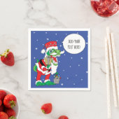 Gepersonaliseerde kerstcocktail Napkins Dino Santa Servet (Insitu)