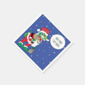 Gepersonaliseerde kerstcocktail Napkins Dino Santa Servet (Hoek)