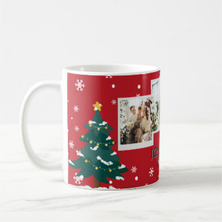 Gepersonaliseerde Kerstcollage met 3 foto's voor F Koffiemok