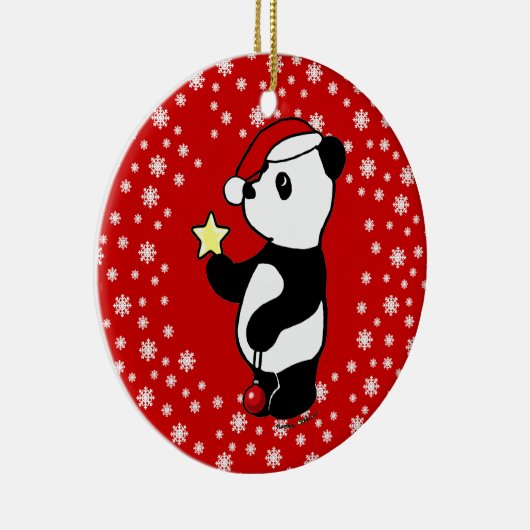 Gepersonaliseerde kerstdagen Panda Stocking Keramisch Ornament (Rechts)