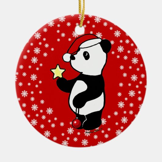 Gepersonaliseerde kerstdagen Panda Stocking Keramisch Ornament (Voorkant)