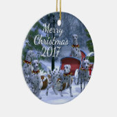 Gepersonaliseerde kerstDalmatiërs Keramisch Ornament (Rechts)