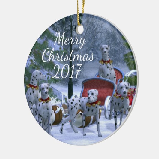 Gepersonaliseerde kerstDalmatiërs Keramisch Ornament (Links)